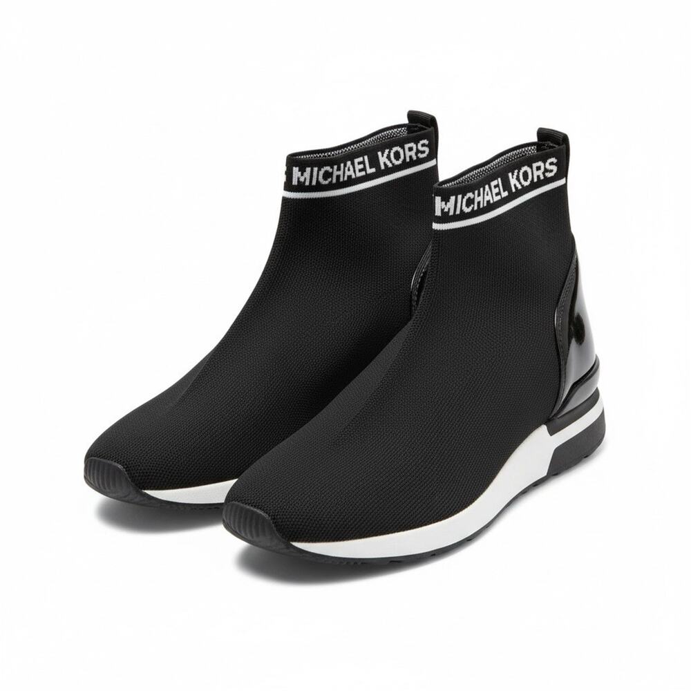 Michael Kors Skyler Slip On Stretch Knit Wedge Sneakers Black Chrome Size 11 - Picture 3 of 7